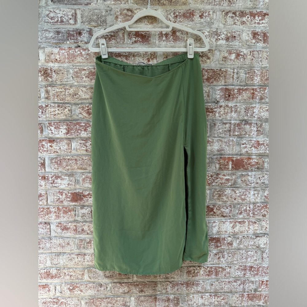 Abercrombie Green Midi Slit Skirt